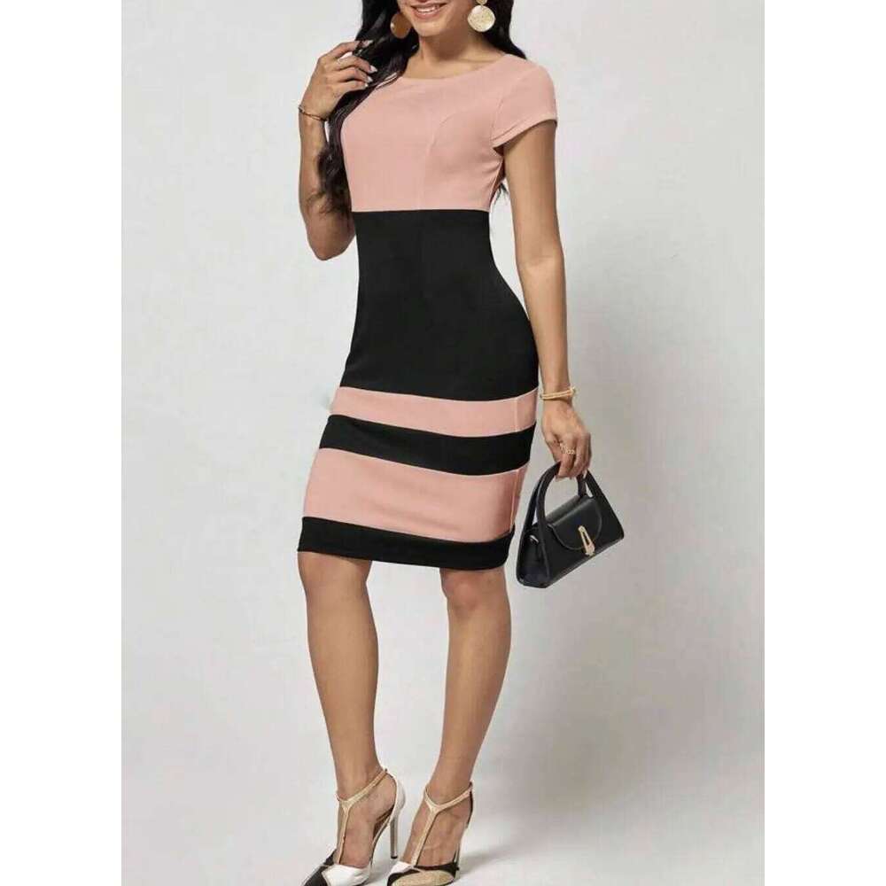 Spring Autumn new European and American womens clothing hot selling styles of stylish slim matching waistband round neck C260312