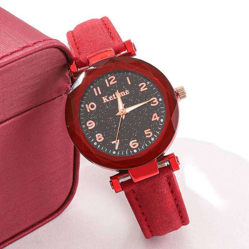 5pcs Set Watches Women Leather Band Ladies Watch Simple Casual Womens Analog WristWatch Bracelet Gift Montre Femme