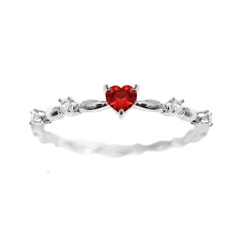 New Rings Designer Ring for Women Fairy Style Elegant Red Zircon Heart Romantic Heart Shaped Index Finger Ring