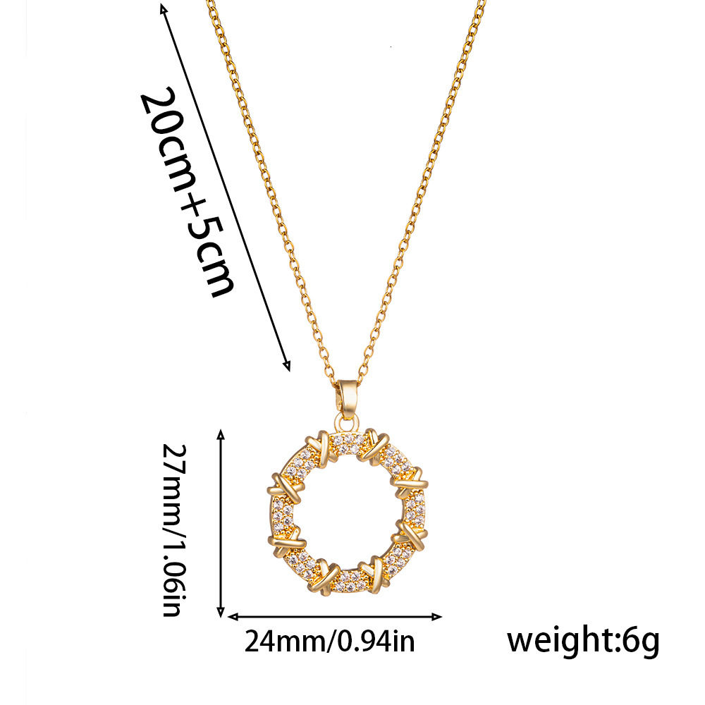 Luxury Brand Designer Jewelry Korean-Style New Trendy Fashion Niche Light Luxury Zircon Donut Elegant Women's Titanium Steel Necklace