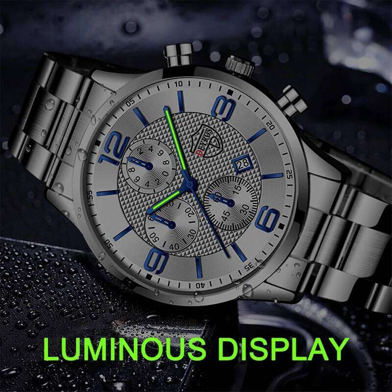 reloj hombre Luxury Business Men Watchs Stainless Steel Quartz WristWatch Male Leather Calendar Luminous Clock relogio masculino
