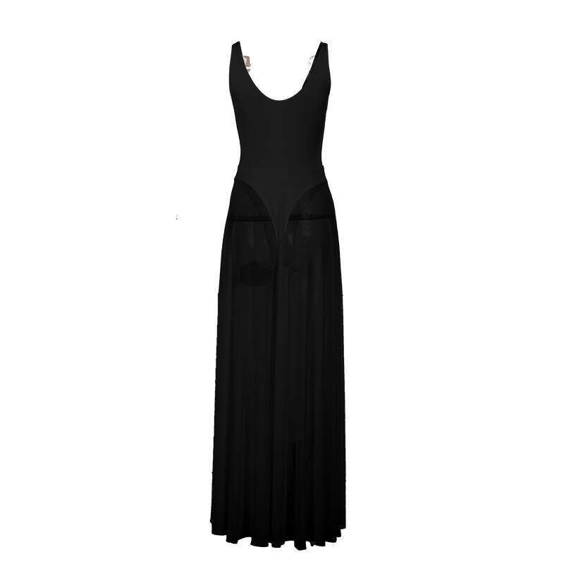 Autumn 2024 New Sexy Long Elegant Socialite Style Vacation Slim Fit Mesh A-line Dress