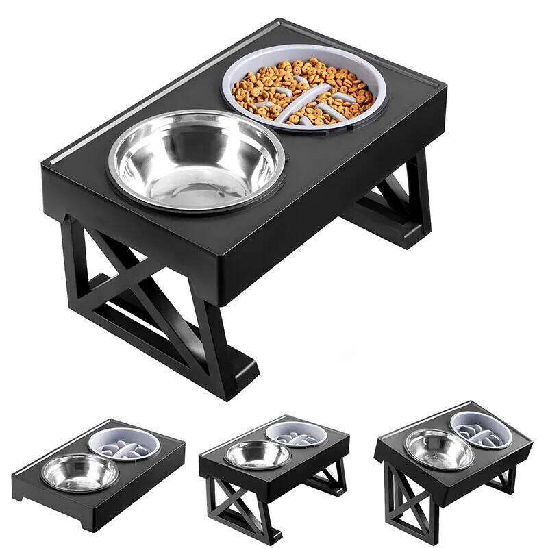 Bowls Stand Adjustable Height Slow Feeding Dish For Pet Dog Meal Elevated Bowl Mat 26Y0312