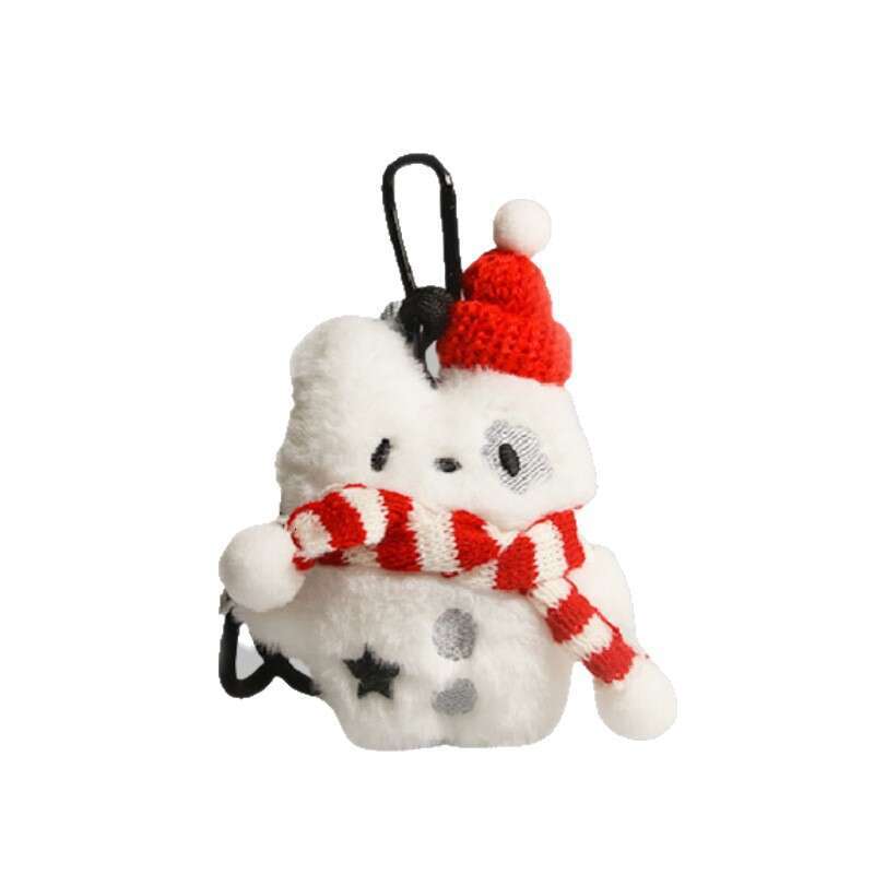 Cute Christmas little white with glasses plush toy bag pendant, spotted dog backpack decoration, student gift