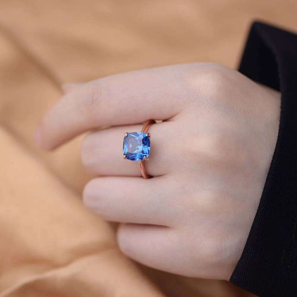 Exquisite Jewelry 925 Sterling Silver Twist Ring Colored Tennis Stackable Rings Navy Mini Cluster H260312