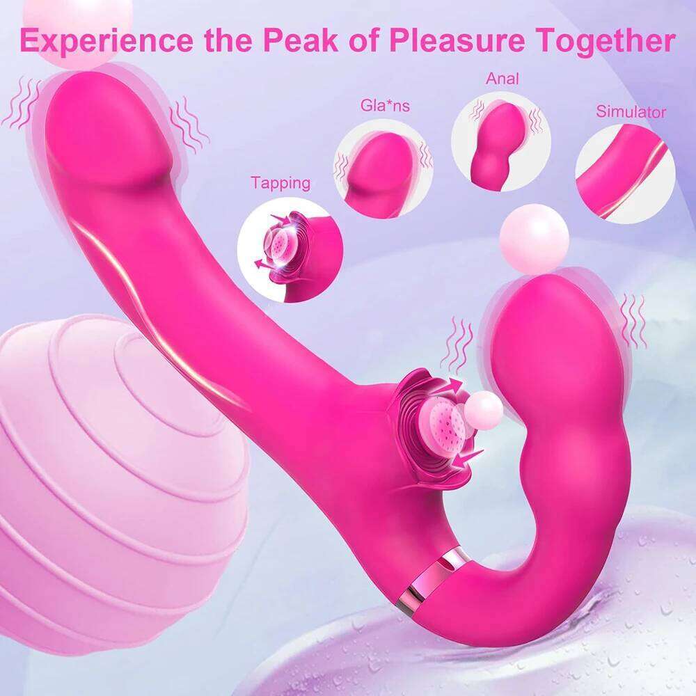 Remote Control Double Ended Dildo Vibrator 5 Flapping 10 Vibrating Vagina G Spot Stimulator Lesbian Sex Toys for Woman Couples Z260312
