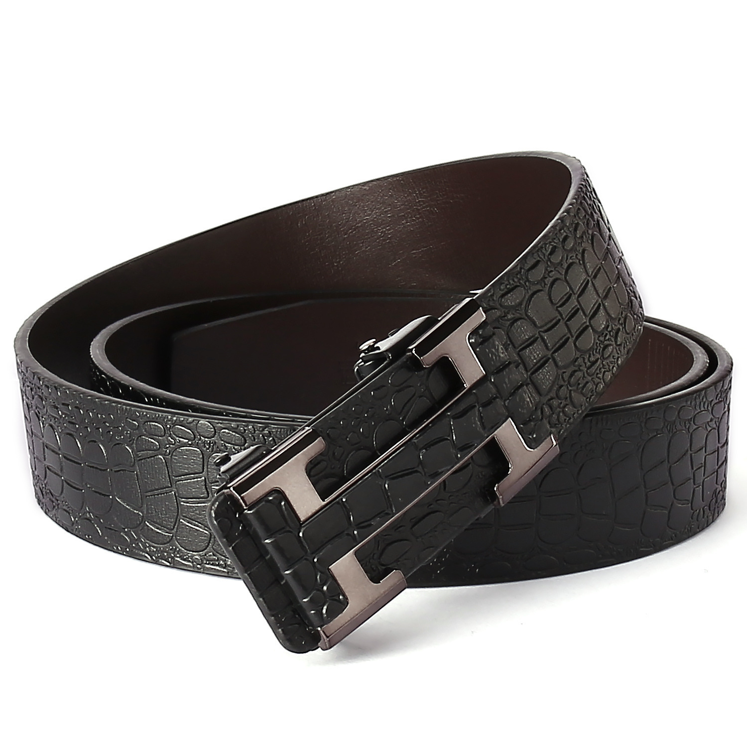 2026 New Designer Luxury Brand Men's Belt Wholesale Men's PU Belt Toothless Automatic Buckle Multi Functional Fashion Leisure Versatile Men&