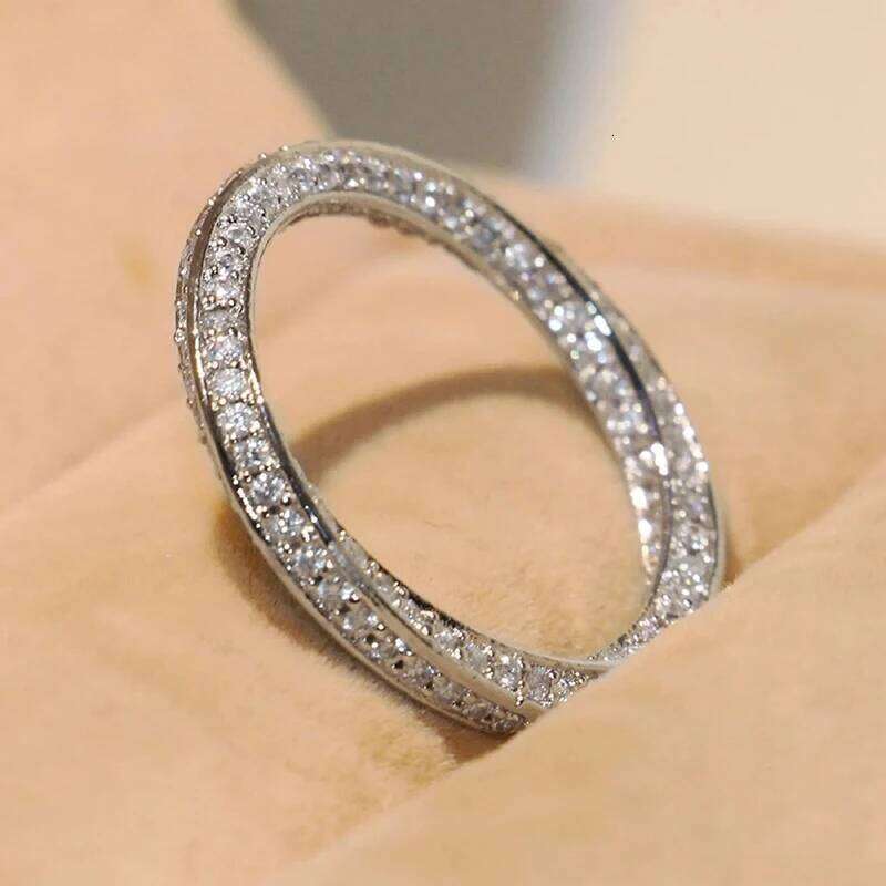 Huitan Trendy Twist Promise Rings Silver Color Full with Cubic Zirconia Sparkling Wedding Band Accessories Hot Fashion Jewelry H260312