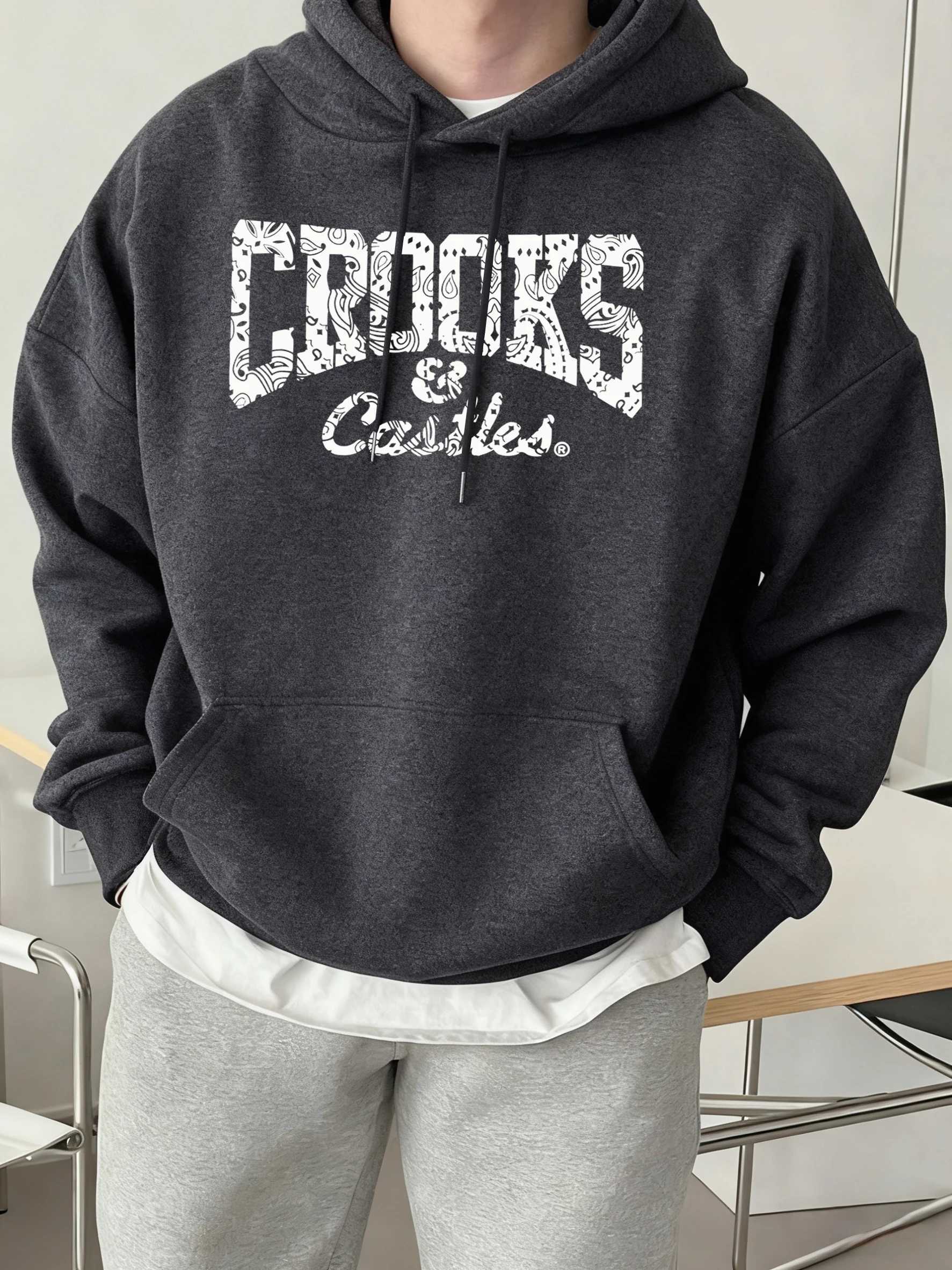 Crooks Castles Fleece Warm Hoodies Male Comfy Casual TraCKsuit Soft AutumnUnisex CloTHing Sports Oversized Sweatshirts M260312