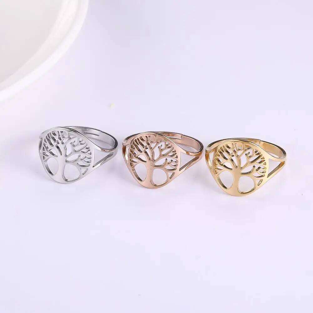 Skyrim Tree of Life Adjustable Ring Viking Stainless Steel Gold Color Finger Rings Jewelry Anniversary Gifts for Women Girl 2022 H260312