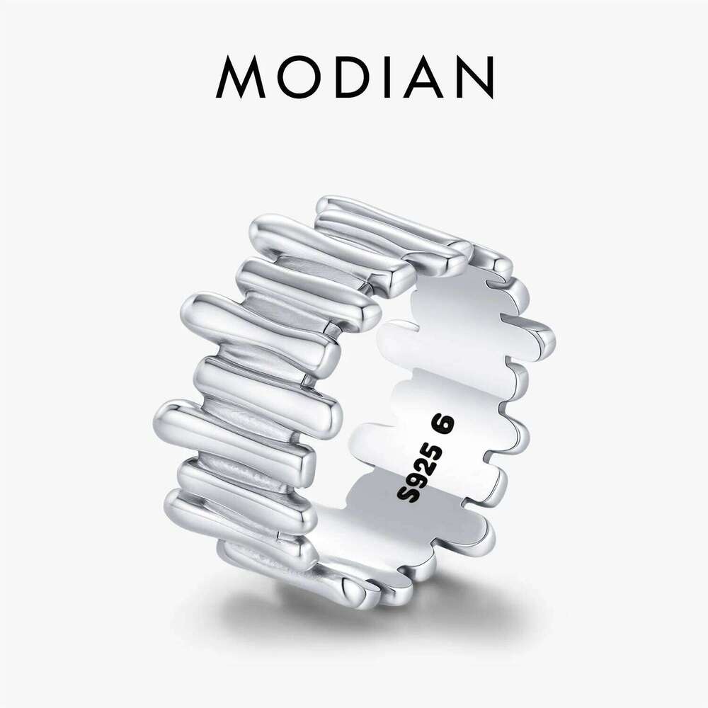MODIAN 925 Sterling Silver Liquid Irregular Vintage Rings Retro Wide Stackable Fashion Finger Ring For Women Party Fine Jewelry H260312
