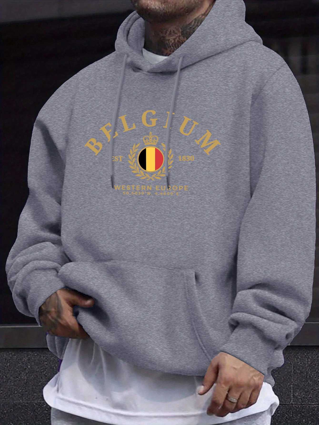 Belgium WESTern Europe 1830 Prints Man Street Tops AutumnCasual Hoodie Sports Loose Sweatshirt Simple Fashion Pullovers M260312