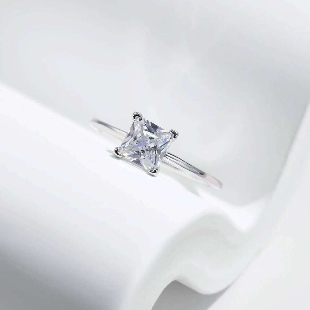 MODIAN 925 Sterling Silver Minimalism Sparkling Princess Cut CZ Ring Classic Wedding Engagement Statement Fine Jewelry For Women H260312