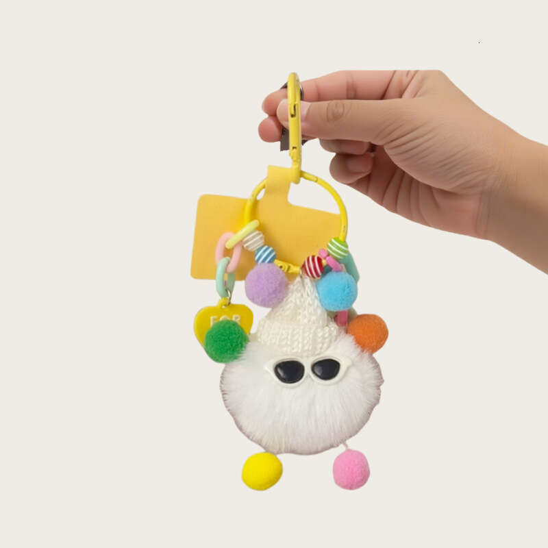 Cute Coal Ball Car Keychain for Women, Exquisite Plush Doll Backpack Decoration, High-end Bag Pendant