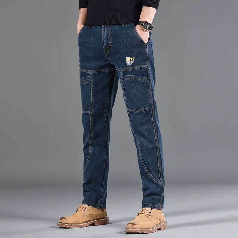 Fashion Print Six-Pocket Jeans Small Straight Cut Style Men's Casual Comfortable Fit Clothing 26Y0312