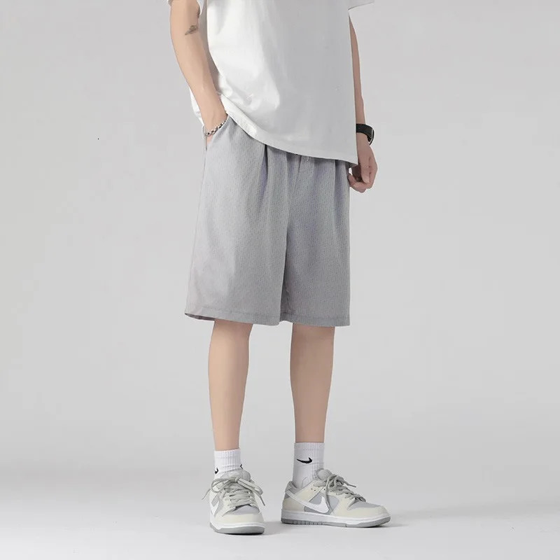 Summer Breathable Men Mesh Shorts Gym ice silk stylish Casual Loose Joggers Outdoor Fitness Beach Short Pants Sweatshorts 260228