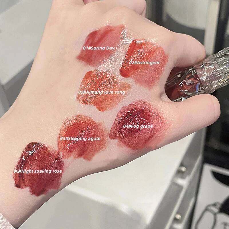Gegebear Crystal Transparent Lipstick - Long-Lasting Mirror Glaze Easy to Color Lip Gloss with White Drill Detail for Smooth Fin W260311