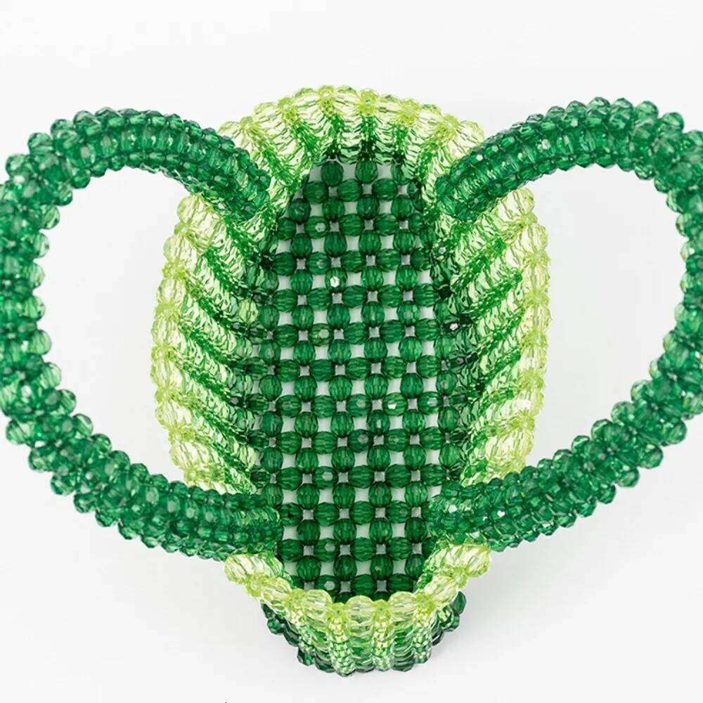 Women Woven Handbag Exquisite Design Hollow-Out Acrylic Beaded Bag Female Handmade Small Handbag WONST