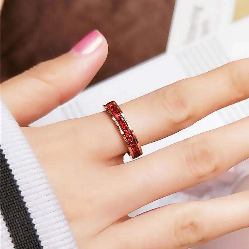 Stainless Steel Stackable Colorful CZ Eternity Ring Wedding Band for Women Girl Size 3-10 H260312