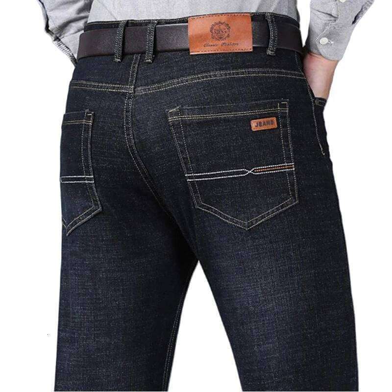 Men's Soft Straight Denim Pants Autumn Classic Business Black Biker Jeans Overalls Masculino Pantalone Hombre Mannen Homme 26Y0312