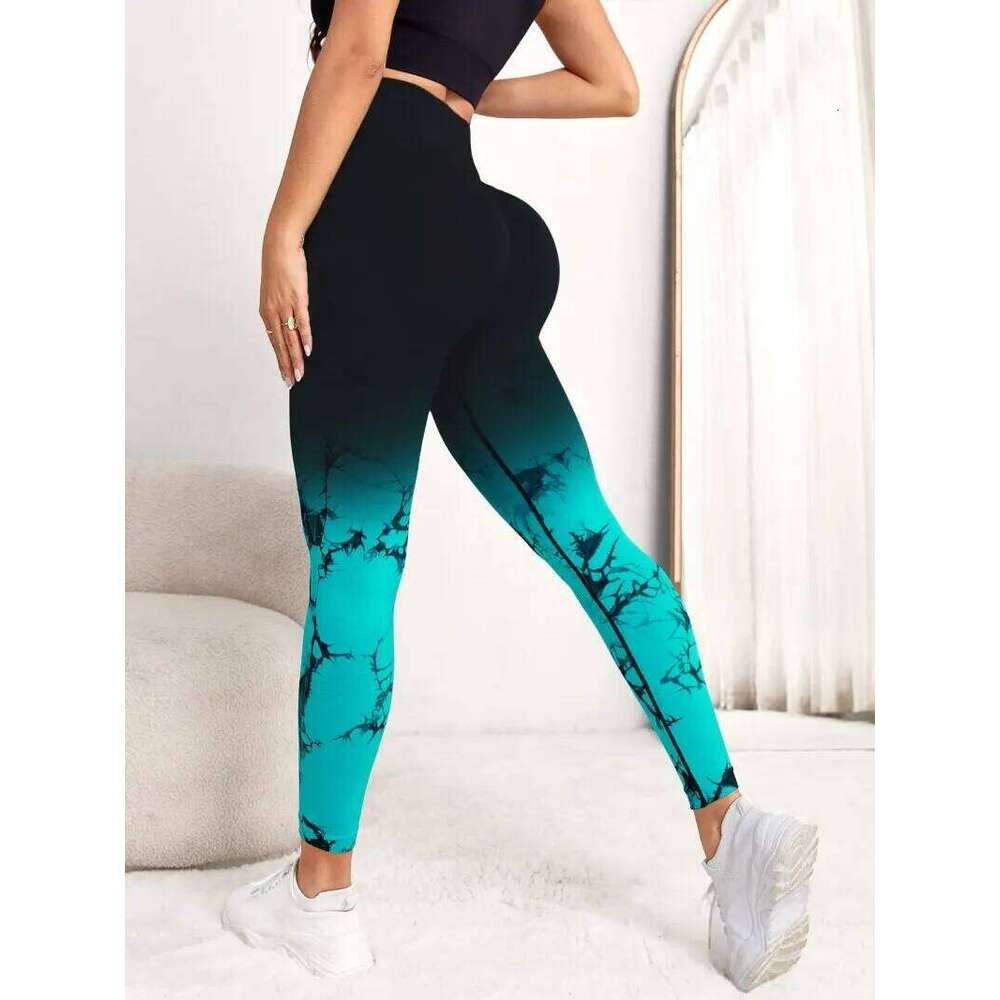 Yoga Pants Women Seamless Push Up Sports Fitness Joggings High Waist Gym Workout Scrunch Tie Dye Running Leggings 26H0311