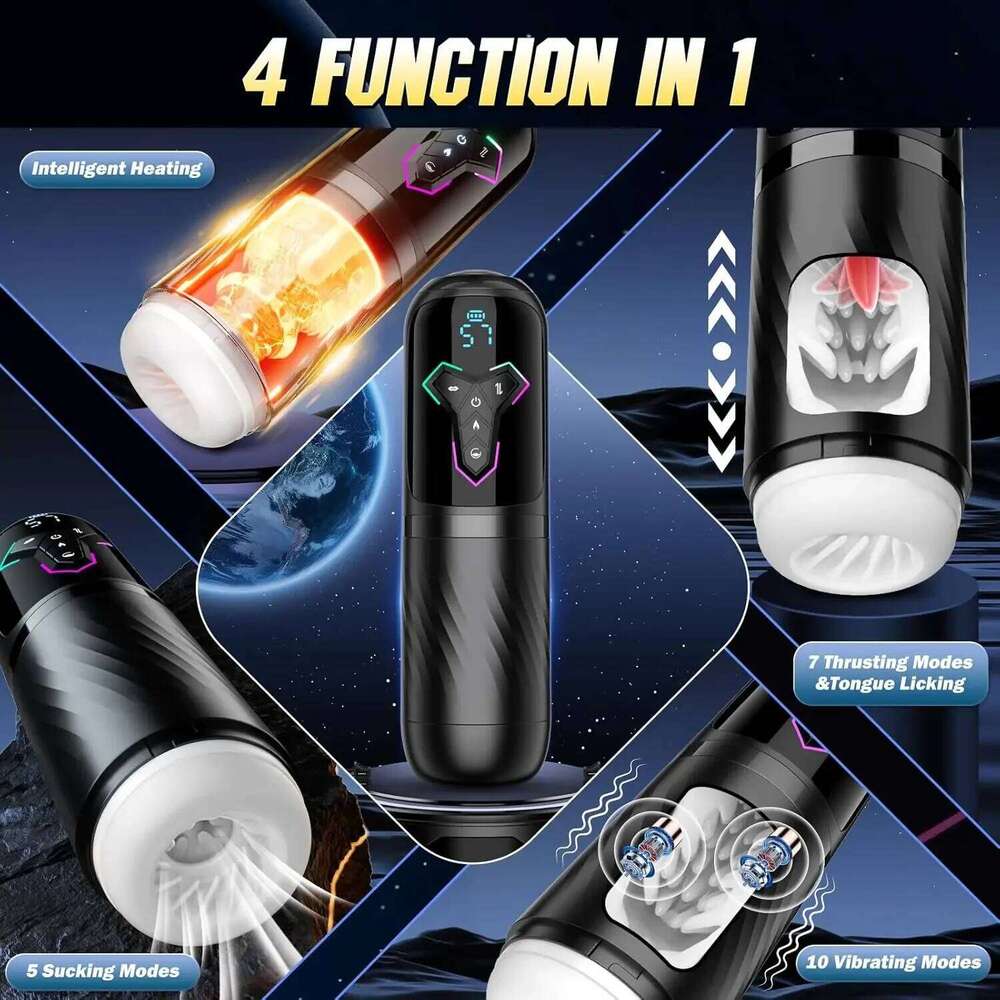 4 IN 1 Telescopic Sucking Licking Masturbator Cup Vagina Masturbation Blowjob Adults Sex Toy for Men Piston Automatic Mastubator Z260311