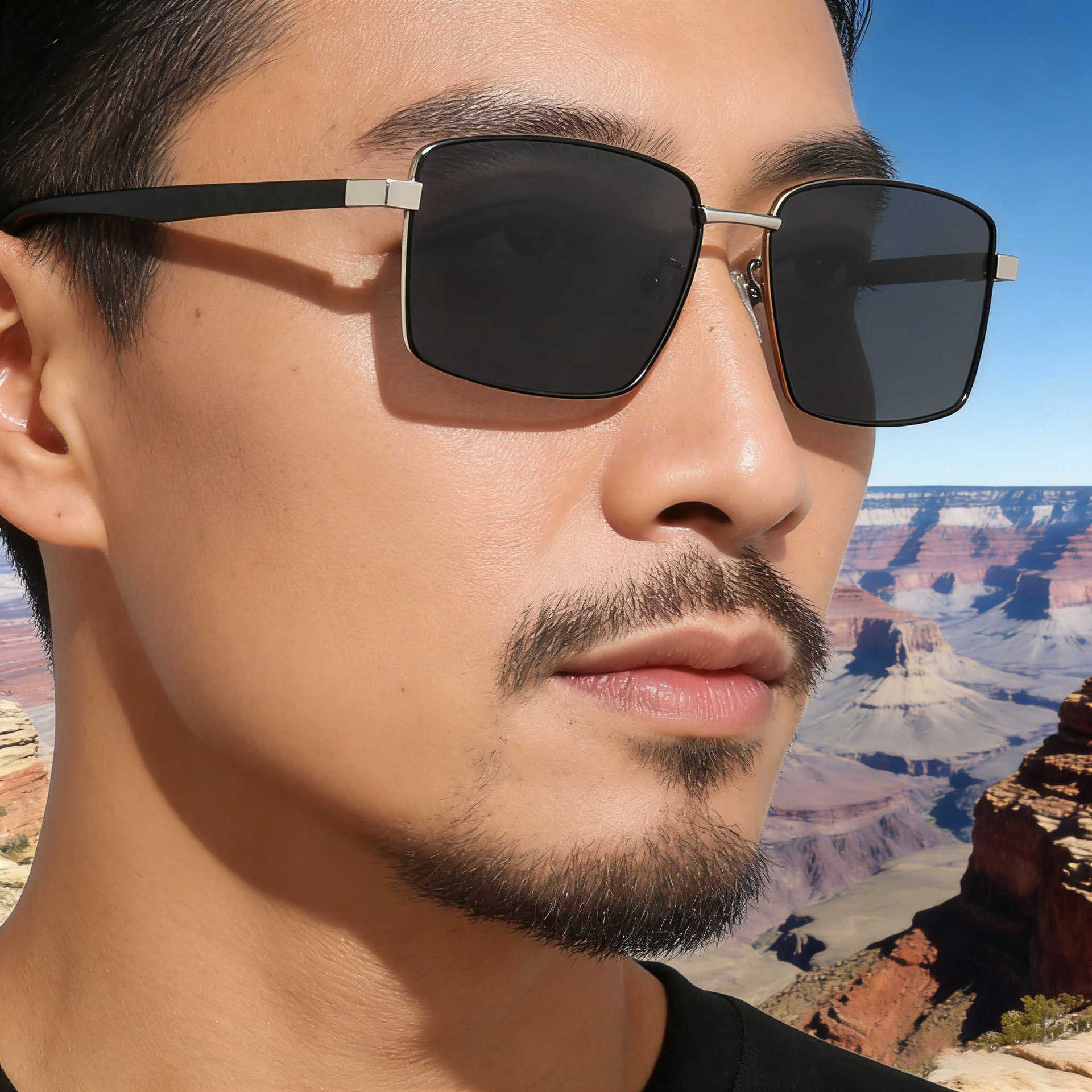 2026 New European American Style Square Small Frame Nylon Polarized Sunglasses for Men, Fashionable and Simple, Sun Protection,