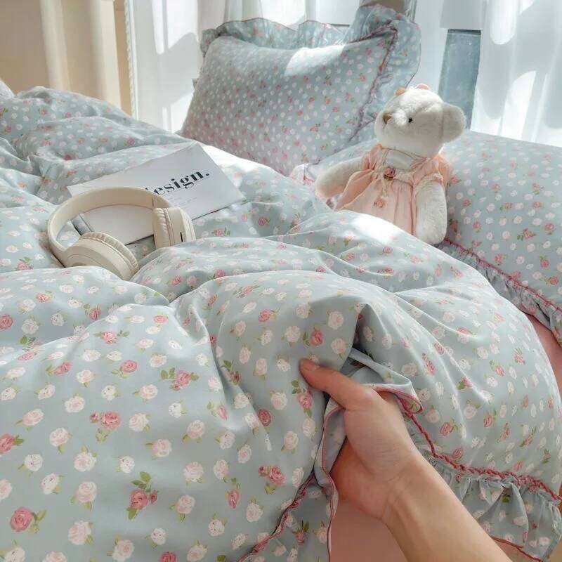 INS Girls Bedding Sets 2025 New Korea Style Floral Bed Sheets Duvet Set With Pillowcases Quilt Cover H260312