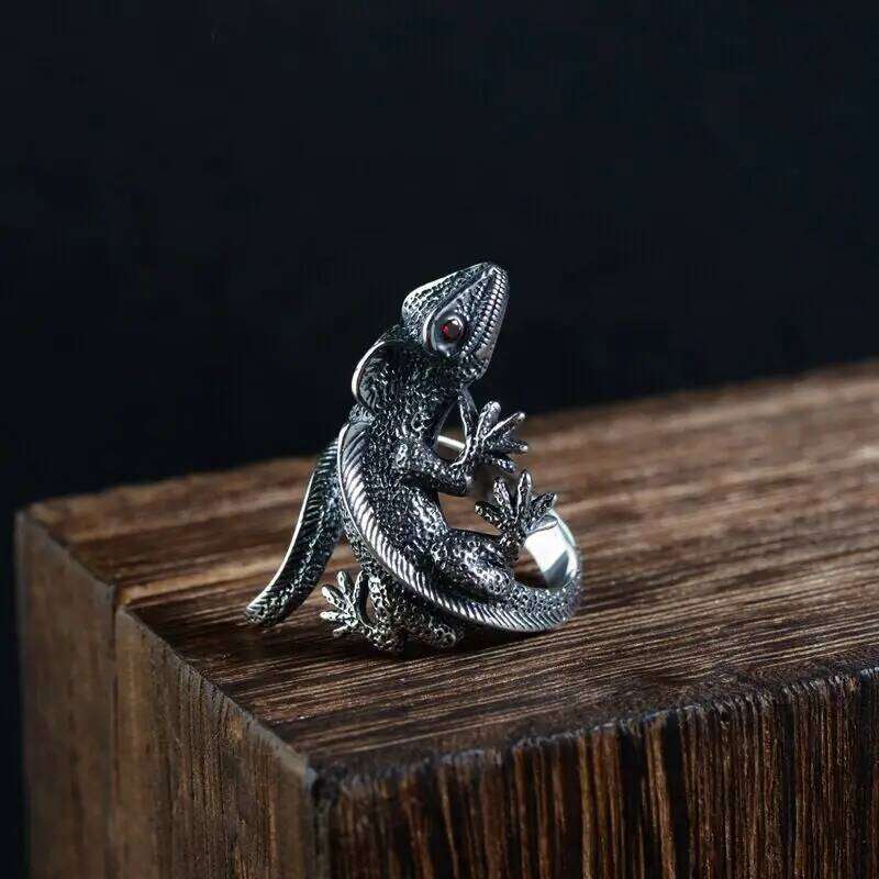 New Creative Retro Red Eyes Lizard 925 Sterling Silver Personality Temperament Animal Exquisite Opening Rings TYB169 H260312