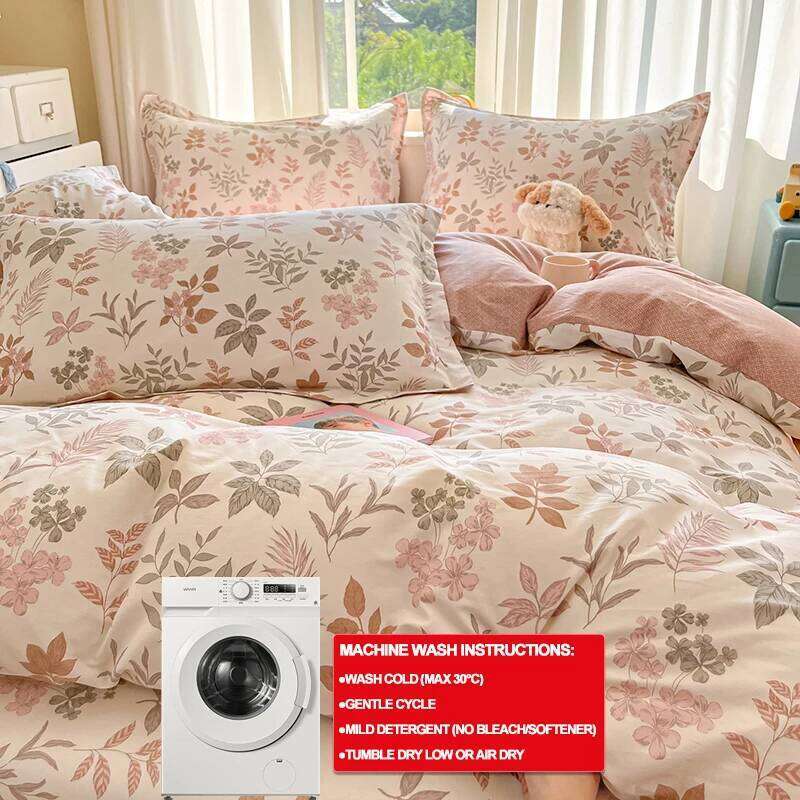 100% Cotton - Floral Print, Breathable Sweat-Absorbent Bedding Set 1 Duvet Cover 2 Pillowcases H260312