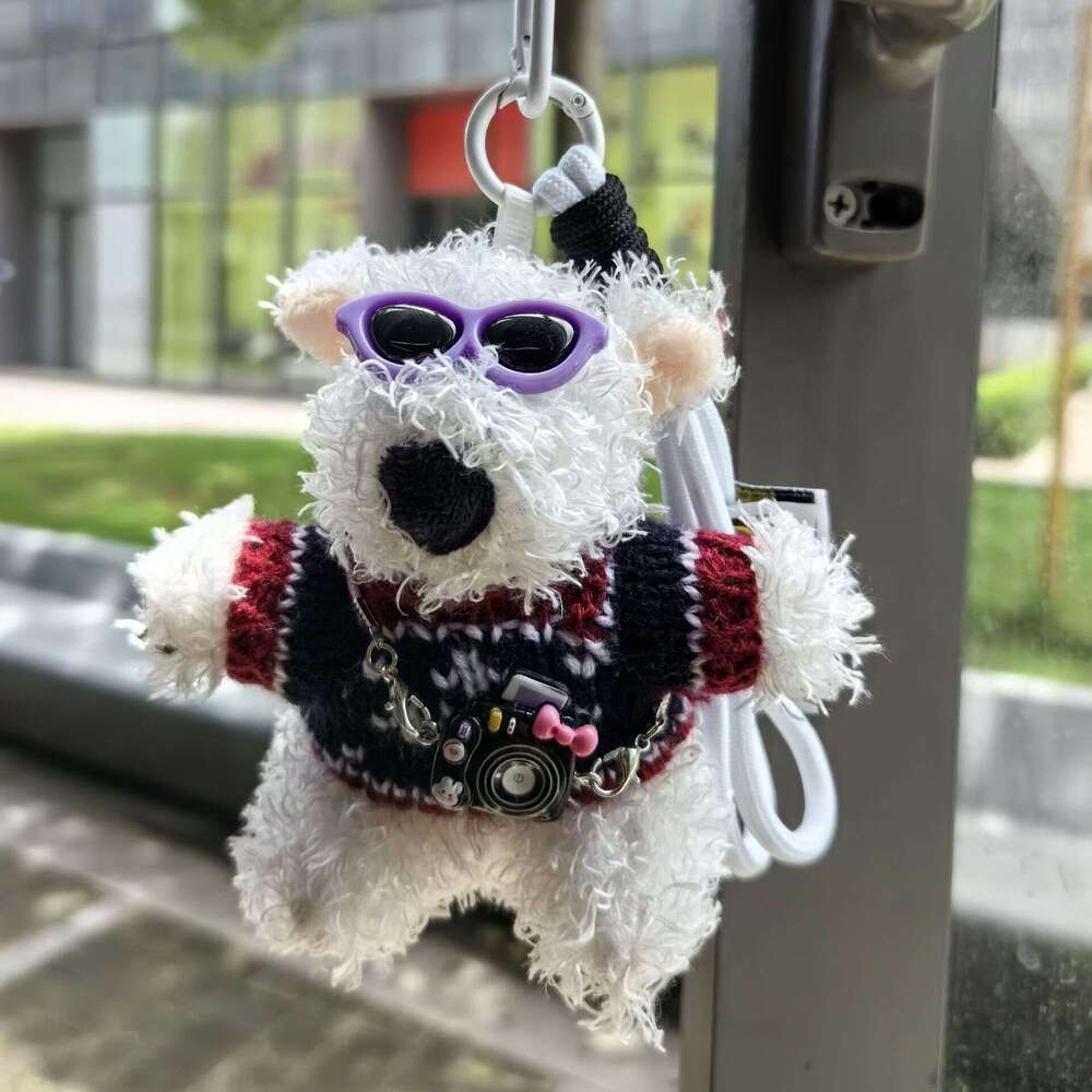 Pilot cartoon West Highland dog bag pendant keychain girlfriend gift plush car decoration trendy toy