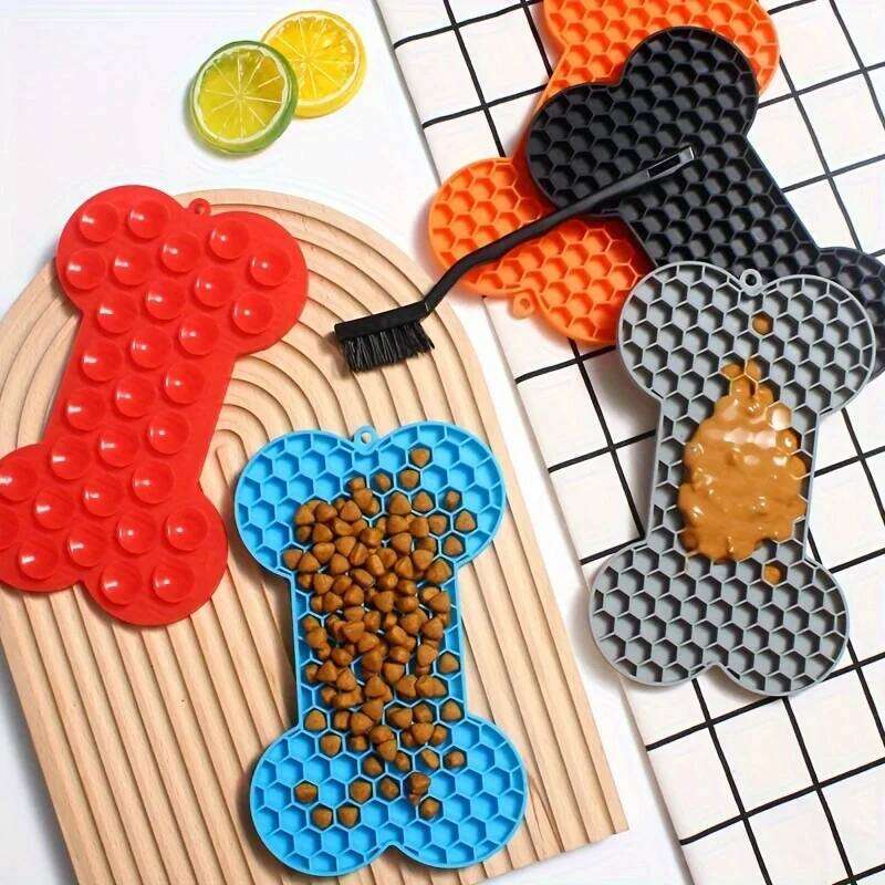 Slow Food Bone Silicone Licking Pad Mat Placemats Pet Feeding Dog Cats Dogs Supplies 26Y0312