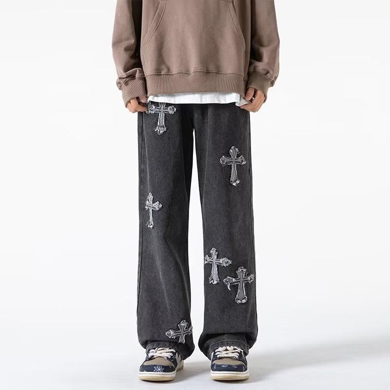 Luxury Brand Designer Clothes Summer New Cross Jeans Men's Trendy Slim Fit Pants Casual Loose Versatile Design Stylish Long Pants