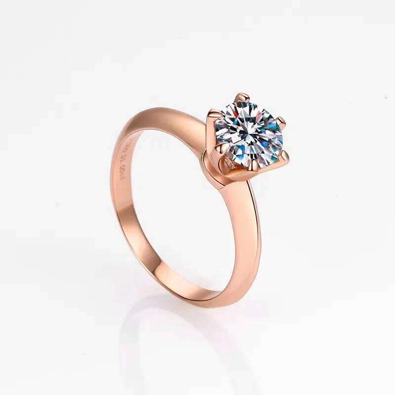 18K Rose Gold Solitaire 1.5ct Created Diamond Ring Party Wedding Band Rings for Women Bridal Engagement Jewelry Gift H260312