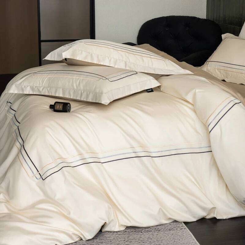 60S Long-Staple Cotton Embroidery Hotel Style Bedding Set Queen King Size Duvet Cover Flat/Fitted Sheet Pillowcases 4Pcs H260312