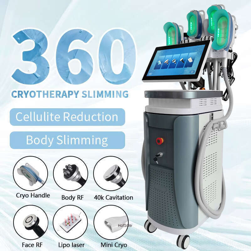 Professional 9 In 1 Side-Effect-Free 360 Cryolipolysis Cellulite Removal Fat Freezing Body Contouring Slimming Cryo Weight Loss RF Cavitation Instrume