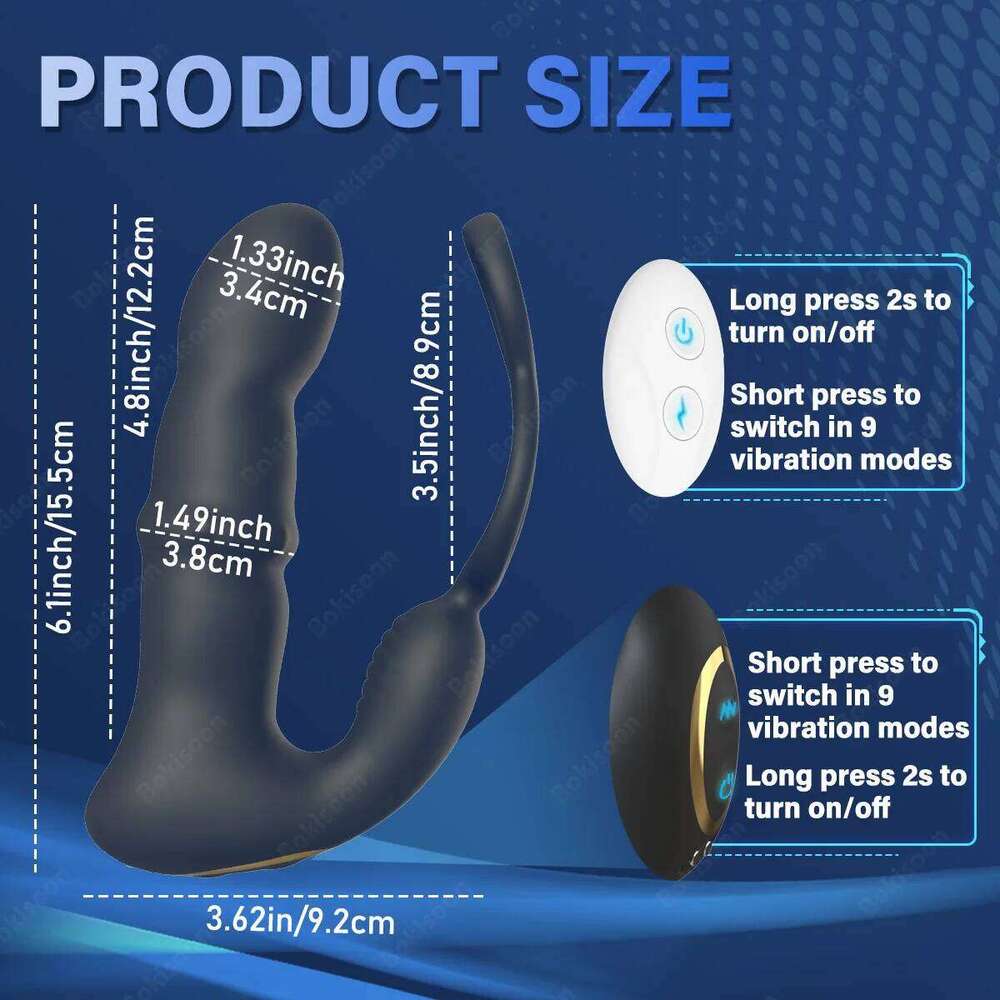 9 Wiggling Vibrating Prostate Massager Vibrator with Penis Ring Beads Telescopic Anal Butt Plug Male Sex Toys for Men Z260312