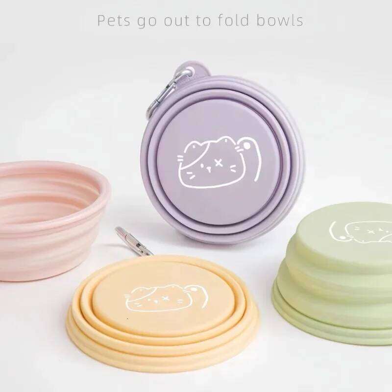 Dog Pet Folding Silicone 350ml/650ml Outdoor Travel Foldable Portable Cat Food Water Container Feeding Tray Bowls 26Y0312