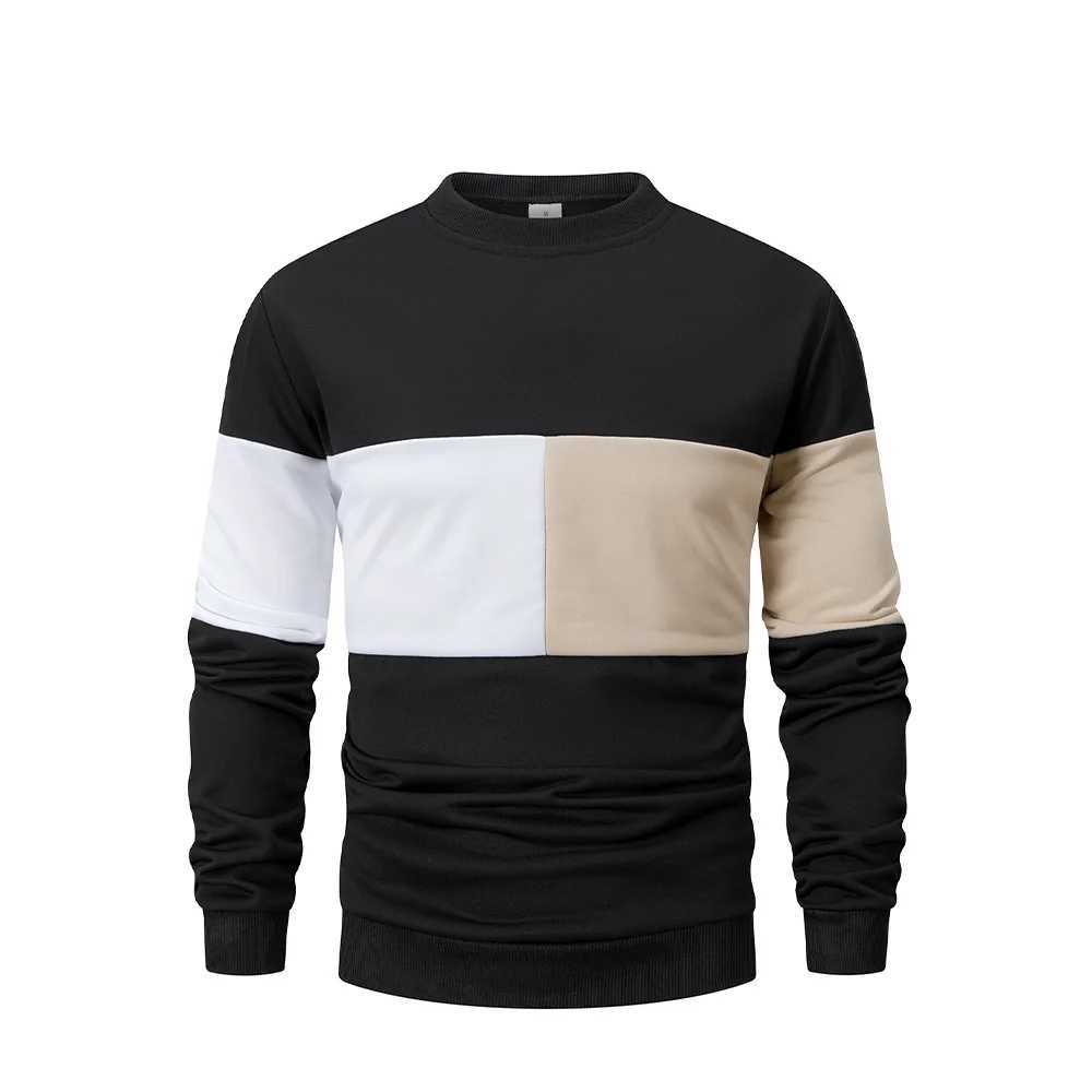 Mens Crew Neck Sweatshirts Patchwork Loose Sweatshirts Spring Autumn Outdoor Jogging Tops Casual Daily Long Sleeve Pullover M260312