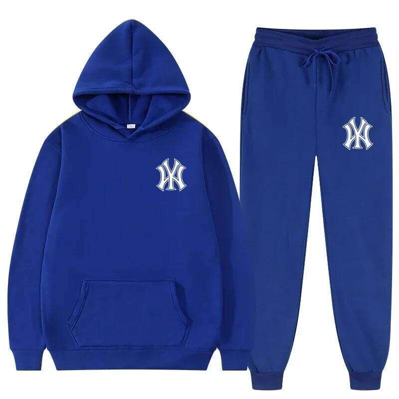 Autumn And Winter Men's Running Fitness Fashion Leisure Sports Hooded Sweatshirt+Running Pants Two Piece Set
