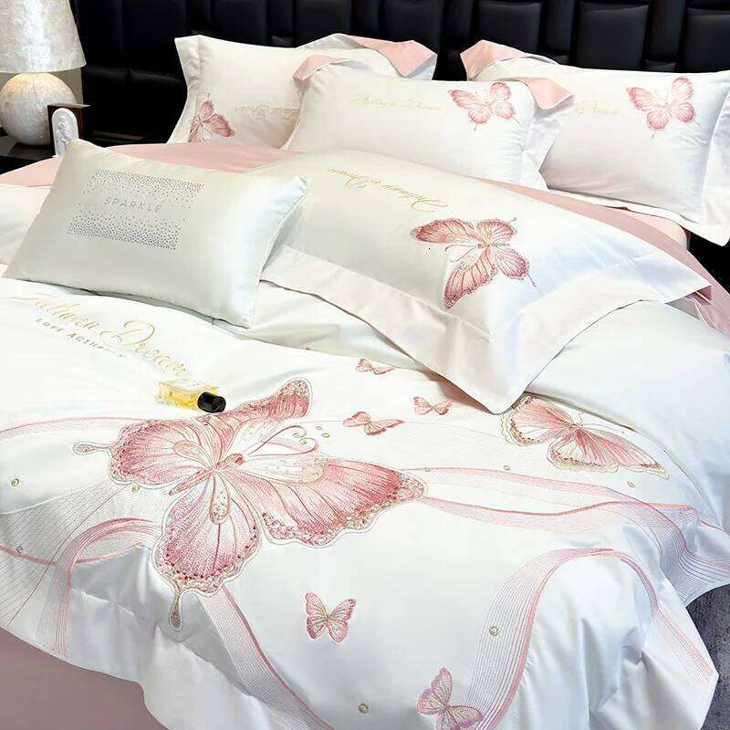 Long Staple Cotton Chic Embroidery Bedding Romantic Smooth Colorfast Bed Linens High Count Duvet Cover Set for Home H260312