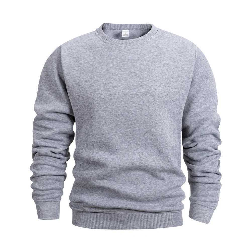 Mens Crew Neck Hoodies Autumn Winter Fleece Warm Casual Loose Pullover Solid Color Round Neck Sport Long Sleeved Sweatshirt M260312