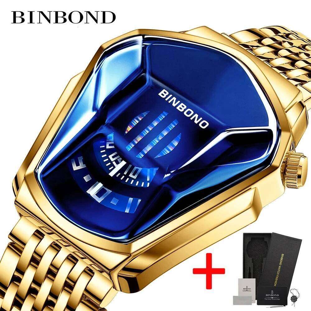 Binbond Popular Fashion Motorcycle Concept Men's Quartz Luminous Steel Band Mesh Watch Touch Screen black technology watch