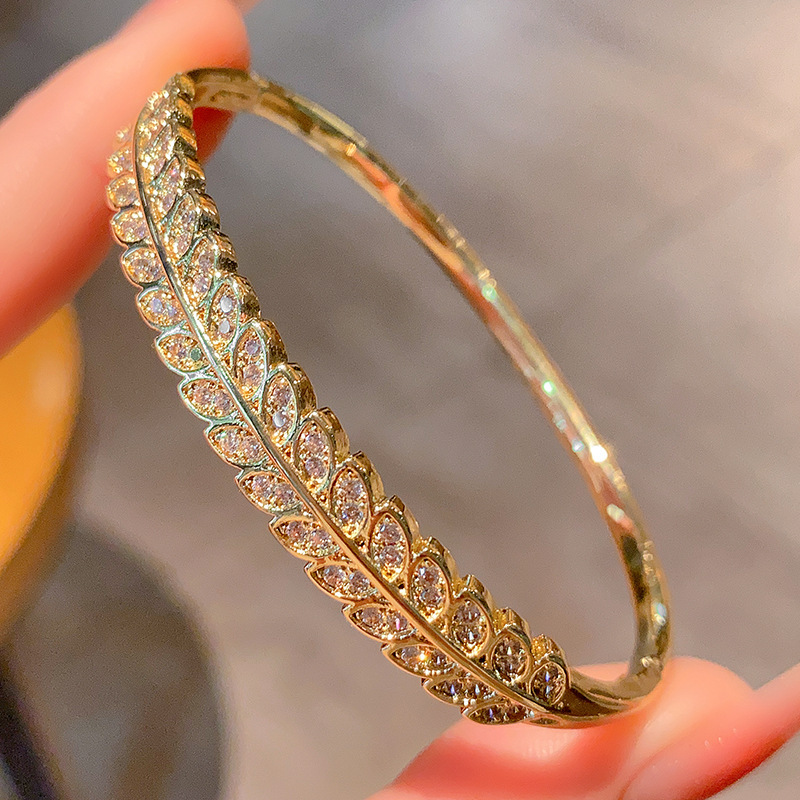 Bracelet Real Zircon Luxurious Full-Inlaid Elegant Willow Leaf Bracelet Exquisite Creative Bracelet
