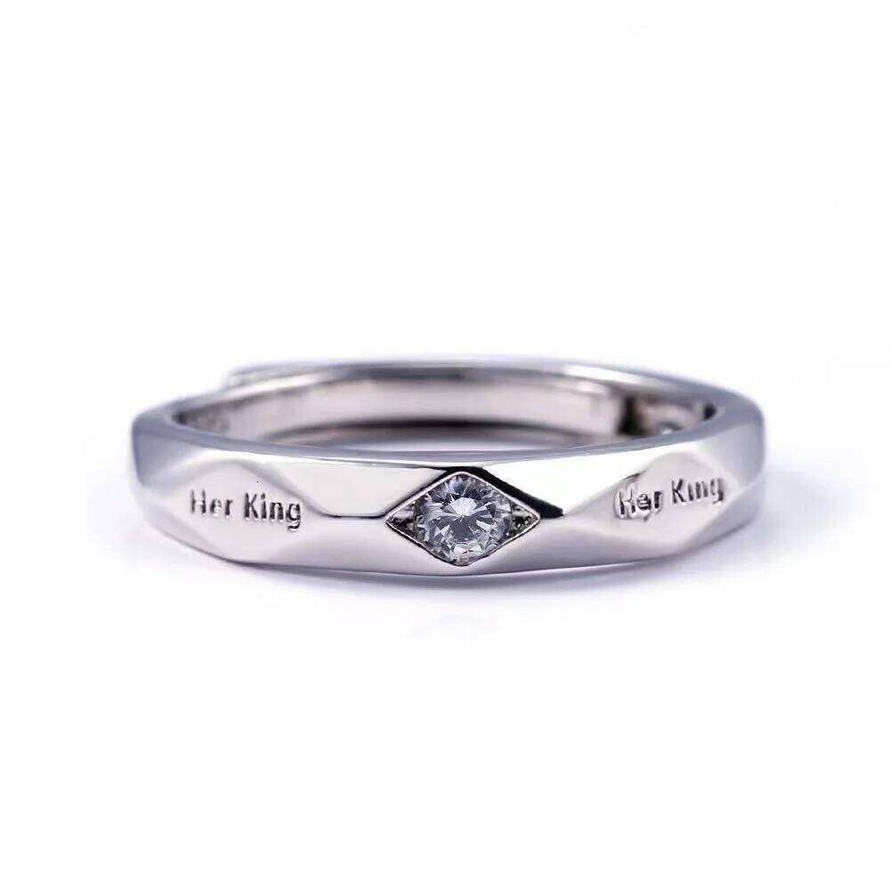 1 Pc Trendy Pledge Love with Letter Partner Valentine's Day Gift Cubic Zircon Stone Engagement Ring for Couple W260311