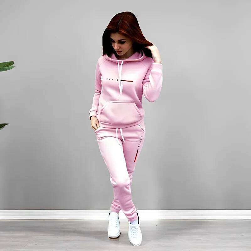 Printing Hooded Suit Quality Ladies Daily Jogging Sport Woman Two piece Set Autumn Winter Women Tracksuit Outfits Fashion Casual C260312