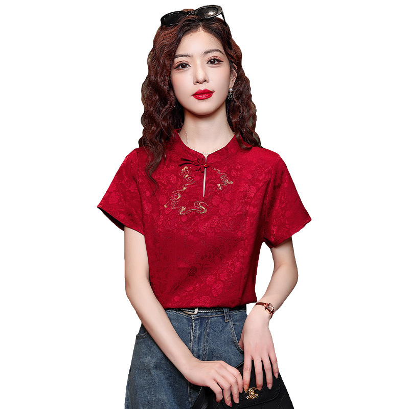 Designer Hoodie Factory Direct Sale In Stock 2024 Summer New Model New Chinese Style Retro Embroidered Short-sleeve Polo Shirt Designer Shirt T-shirt 