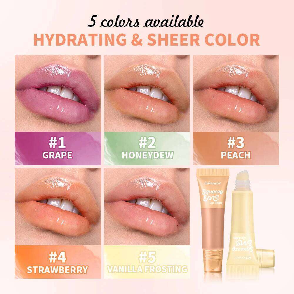 Long Lasting Moisturizing Lip Balm with Hyaluronic Acid Sheer Strawberry Flavor Squeeze Tube Plumping Gloss Hydration W260311