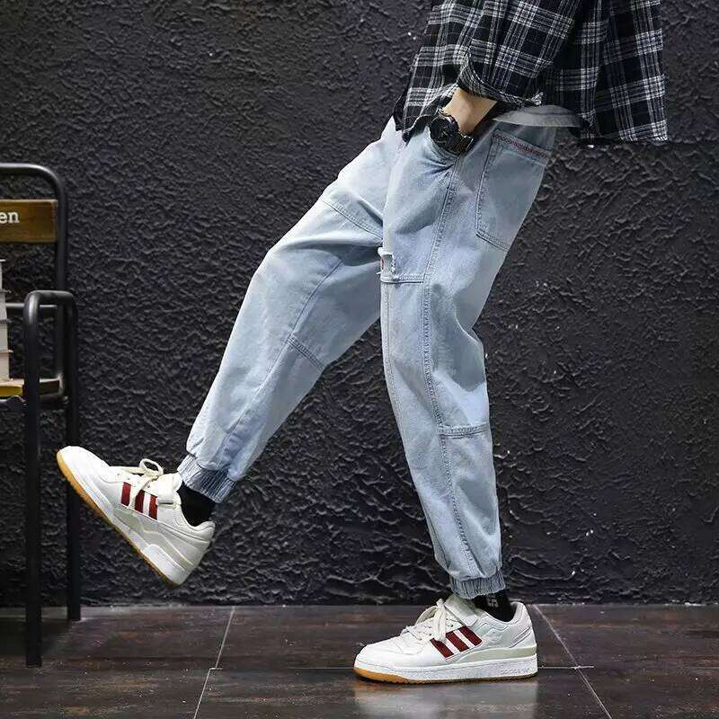 New Streetwear Hip Hop Cargo Pants Men's Jeans Elastic Harun Joggers In Autumn and Spring Men ClothIng 26Y0312