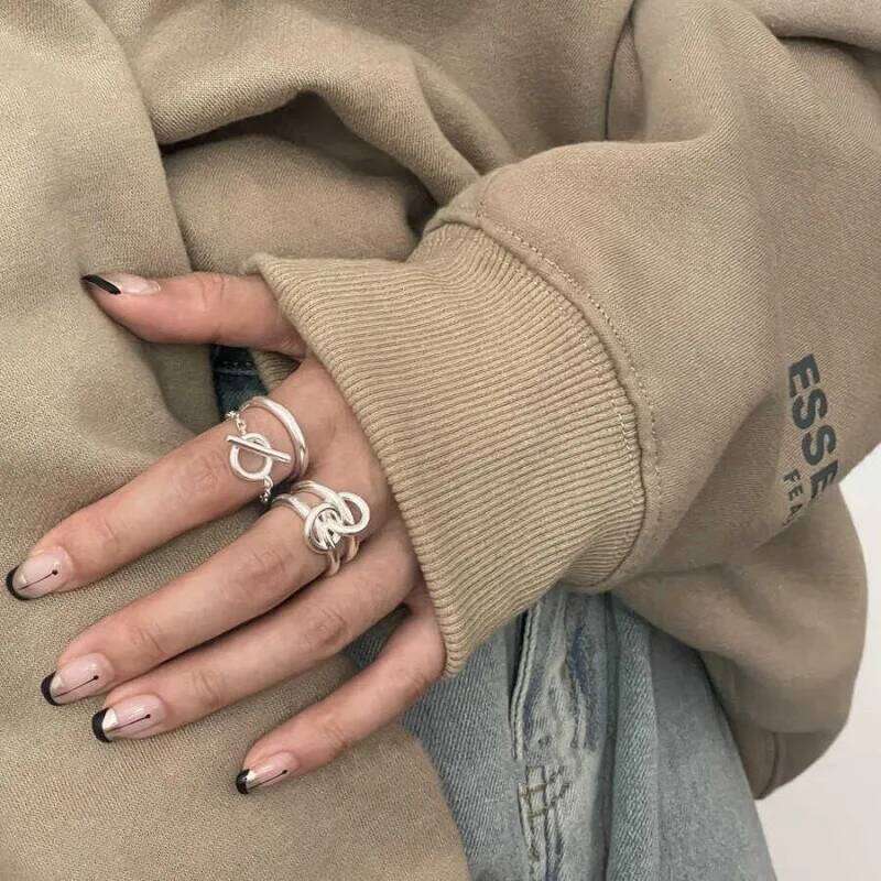 BF CLUB 925 Sterling Silver Rings For Women Open Minimalist Retro Chain Ring Creative Anillos Bague Fine Jewelry H260312